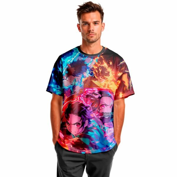 Camisa Camiseta Demon Slayer  Tanjiro Nezuko Zenitsu Inosuke - Proteção UV - Imagem 5