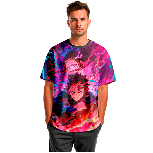 Camisa Camiseta Demon Slayer  Tanjiro Nezuko - Proteção UV - Imagem 3