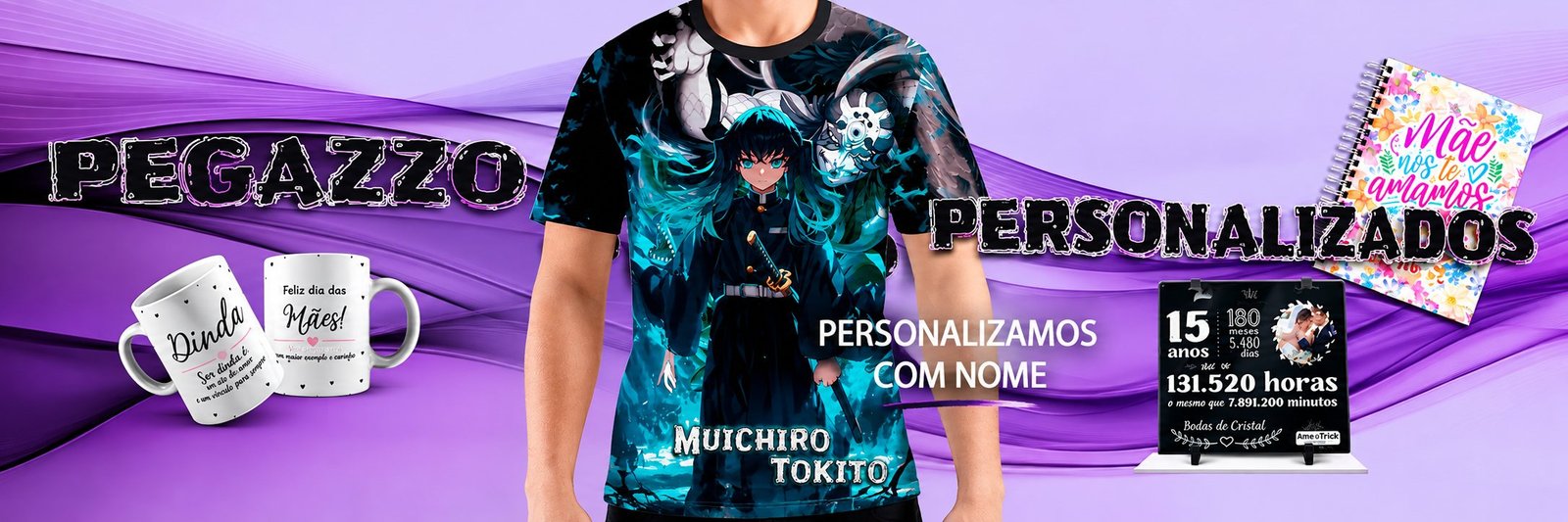 Pegazzo Personalizados - canecas, camisetas, azulejos e cadernos personalizados com nome